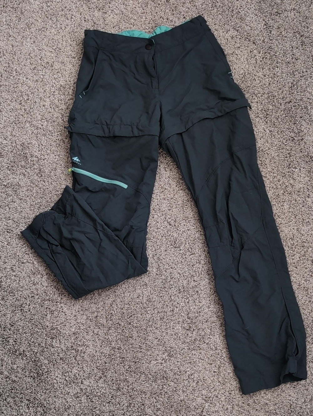 Women’s Black Convertible Outdoor Pants with Mint Trim